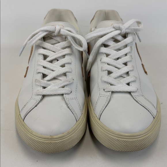 VEJA Esplar Leather Sneakers Women's White and Gold Size 8 - Picture 2 of 8